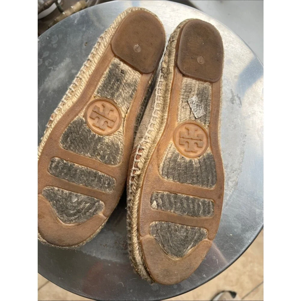 Tory Burch Two-Tone Canvas Espadrilles in Tan and Rust
